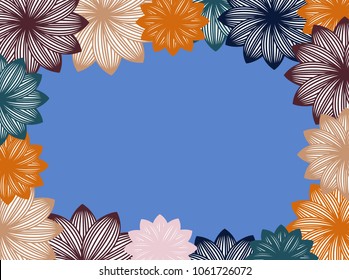 Stylized frame from geometric colors. Multicolored vector pattern