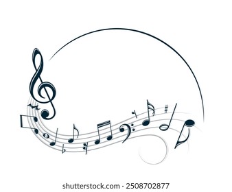 The stylized frame with music notes.
