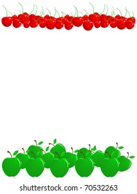 The stylized framework from green apples and red cherries