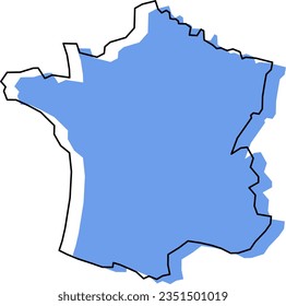 stylized france outline map, france vector, french map vector, geometric france, france geometric map