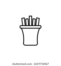 Stylized french fries container icon design in minimalistic line art style
