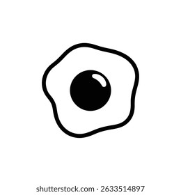 Stylized fried egg illustration with a transparent backdrop, featuring a simple black and white color scheme, ideal for various design projects.