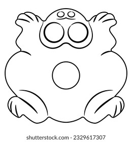 Stylized frog or toad. Ancient Chinese animal design. Hongshan culture. Black and white linear silhouette.