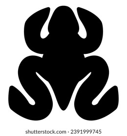 Stylized frog or toad. Black silhouette on white background. Native American animal design of Cuimbaya culture from ancient Columbia. 