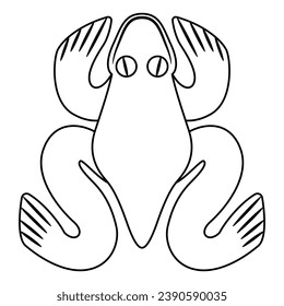 Stylized frog or toad. Native American animal design of Cuimbaya culture from ancient Columbia. Black and white linear silhouette.