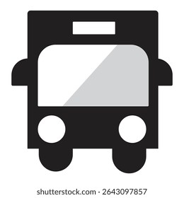 Stylized front view of a bus icon featuring a black outline
