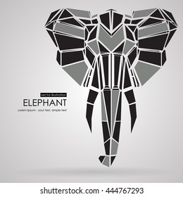 Stylized front view elephant head. Elephant face logo Vector illustration.