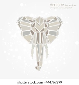 Stylized front view elephant head. Elephant face logo Vector illustration.
