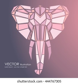 Stylized front view elephant head. Elephant face logo Vector illustration.