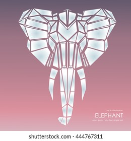 Stylized front view elephant head. Elephant face logo Vector illustration.