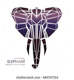 Stylized front view elephant head. Elephant face logo Vector illustration.