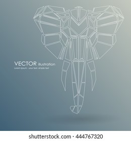 Stylized front view elephant head. Elephant face logo Vector illustration.