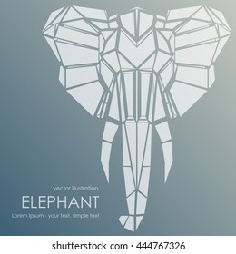 Stylized front view elephant head. Elephant face logo Vector illustration.