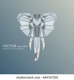 Stylized front view elephant head. Elephant face logo Vector illustration.