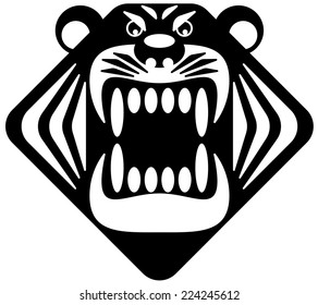 Stylized front view tiger mascot. Eps8 CMYK Gradients free