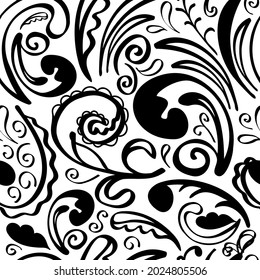Patrón de heladas estilizadas sin fisuras. ilustración de estilo doodle en blanco y negro. El diseño se puede usar para imprimir en tela, papel pintado o papel envolvente.