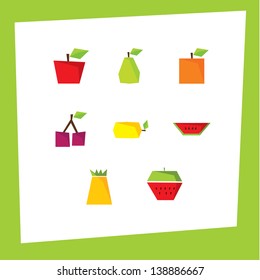 Stylized fruit icons. Simple, clean fruit icons. Fresh fruit. Creative vector icons. Sizable and editable.
