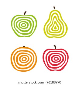 Stylized fruit icons. Vector