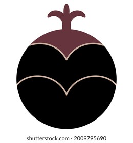 Stylized fruit of pomegranate plant. Ancient Greek botanical motif. Ethnic folk style. Isolated vector illustration.