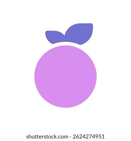 Stylized fruit symbol with lavender hues evoking freshness and simplicity