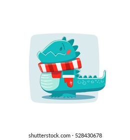 Stylized funny dinosaur. Vector illustration.