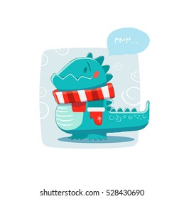 Stylized funny dinosaur. Vector illustration.