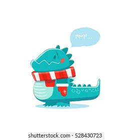 Stylized funny dinosaur. Vector illustration.