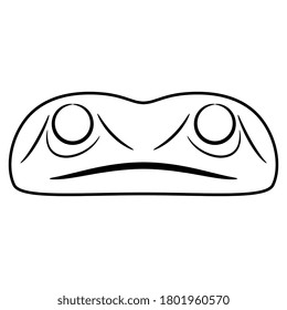 Stylized funny face of a frog. Black and white silhouette. Native American art of Haida Indians. Mask template.