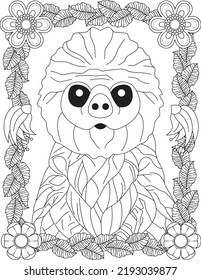 Stylized Funny Sloth Coloring Page Stock Vector (Royalty Free ...