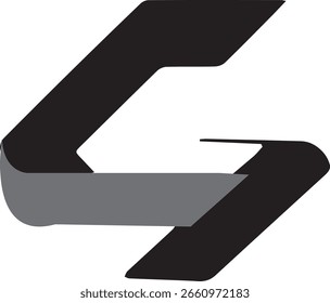 Logotipo estilizado de letra "G" com linhas em negrito e curvas modernas, oferecendo uma aparência elegante e profissional ideal para marca versátil.