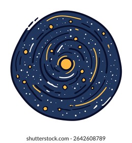 Galáxia estilizada gira em design de ilustração de espaço profundo
