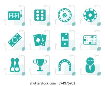 Stylized gambling and casino Icons - vector icon set