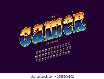Stylized gamer alphabet font vector