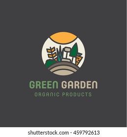 Stylized garden vector logo design quality carrots spike sun art