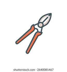Stylized gardening shears icon on a White Background flatly