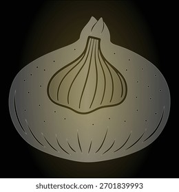 Stilisierte Knoblauchzwiebel Illustration Gemüse Lebensmittel Glas Morphismus