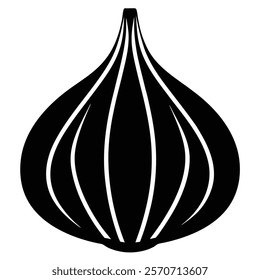 Stylized Garlic Silhouette Icon for Culinary Art and Branding