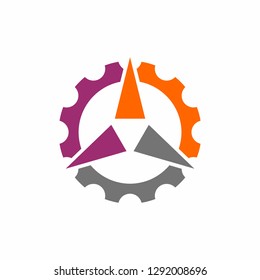 Stylized gear logo design template vector illustration