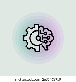 Stylized Gear-Brain Icon Representing Machine Learning, Neural Network, and AI Technology