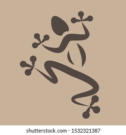 Stylized gecko coming up on a wall, in abstract shape, vector illustration