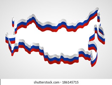 Stylized generalized designation of Russia's borders using a ribbon with tricolor of Russian flag