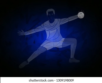 Stylized, geometric, athlete, handball player. Handball Sports Vector