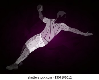 Stylized, geometric, athlete, handball player. Handball Sports Vector