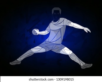 Stylized, geometric, athlete, handball player. Handball Sports Vector