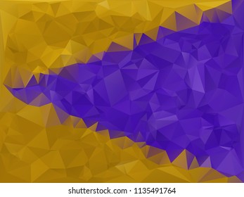 Stylized geometric background made of purple and golden polygons.