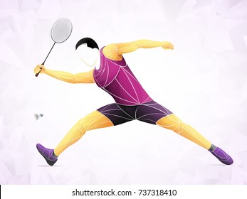 stylized, geometric badminton vector player