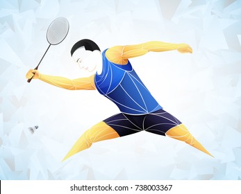 stylized, geometric badminton vector player blue