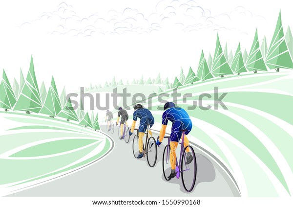 Stylized, geometric bicyclist, cycle,\
cyclist isolated. Sportsman, athlete silhouette illustration\
vector. Sport bike logo, poster,\
advertising.