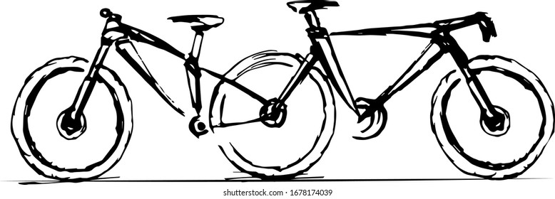 Stylized, geometric bicyclist, cyclist sketch isolated. Sportsman, athlete silhouette illustration vector. Sport bike logo, poster, advertising.