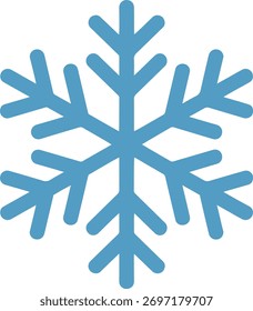 A stylized, geometric blue snowflake icon against a white background, representing winter and cold.